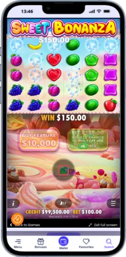 Sweet Bonanza mobiele gameplay – draaischerm op smartphone
