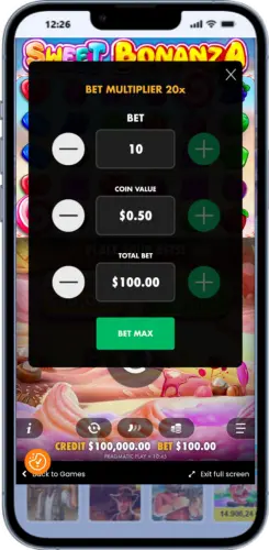 Sweet Bonanza Einsatzoptionen – Einsatz und Münzwert anpassen