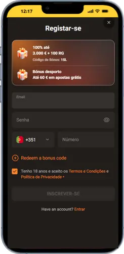 Formulário de Registo Slot Lair – Ecrã de Inscrição