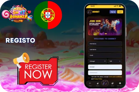 Página de Registo Sweet Bonanza – Criar Conta no Donbet