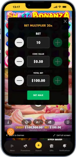 Paramètres de mise Sweet Bonanza – ajuster la mise et la valeur des jetons