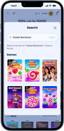 Mobilní kasino CasinoLab – výsledky hledání hry Sweet Bonanza