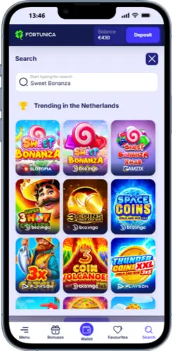 Fortunica zoekresultaten voor de Sweet Bonanza slot