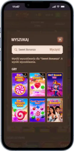 Wyniki wyszukiwania Sweet Bonanza w aplikacji Donbet Casino