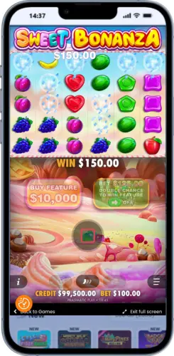 Schermata di gioco Sweet Bonanza su mobile – Rotazione dei rulli